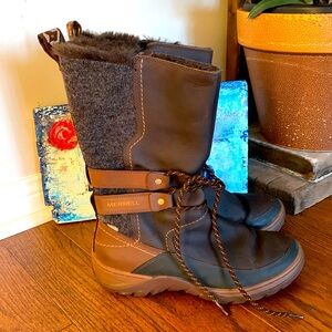 Merrell Sylva Boots 200 gram Insulated SelectDRY Zip & Lace Sz 8.5 SelectGrip